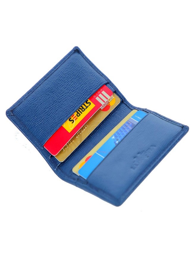 Luxxora Genuine Leather Bi-fold Card Holder for Men & Women | Unisex Sleek & Compact Card Holder with Multiple Card Slots | Gift for Men & Women I Color - Blue - Image 4